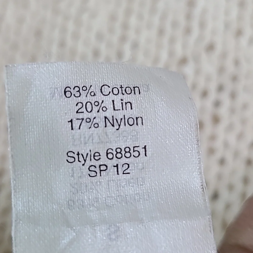 J. CREW Women's Cream Cotton / Lin / Nylon Long Sleeve Sweater‎ - Size Small